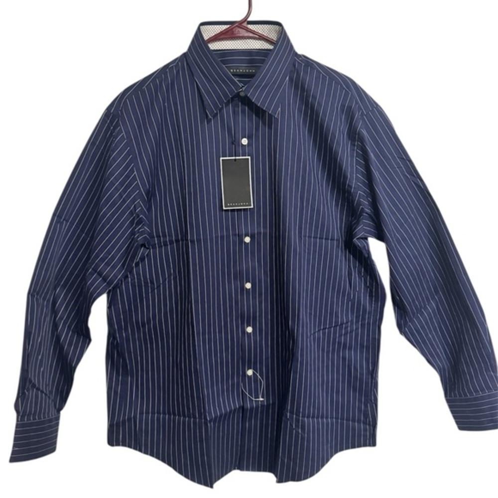 Sean John Men's Blue Striped Button Down Shirt cotton 16 1/2